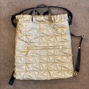 MICHAEL KORS GOLD PUFFER BACKPACK/SHOULDER BAG
